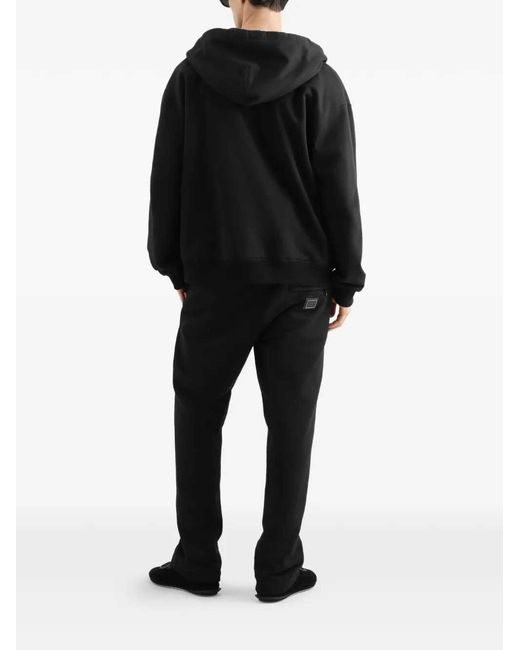 Dolce & Gabbana Black Cotton Hoodie With Logo Plaque for men