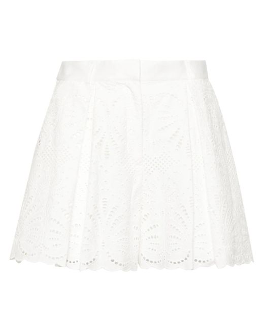 Self-Portrait White Broderie Anglaise Shorts