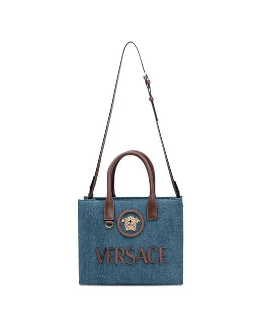 Versace Blue Medusa Head Tote Bag