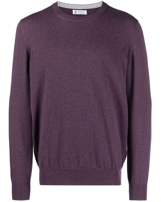Maglione Girocollo di Brunello Cucinelli in Purple da Uomo