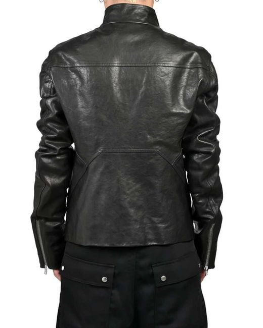Rick Owens Black Padded Leather Jacket for men
