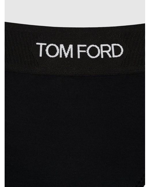 Tom Ford Black Thong With Logo