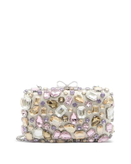 Self-Portrait White Crystal Embellished Clutch