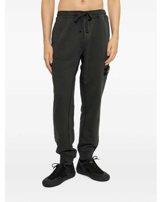 Stone Island Black Jogging Pants With Compass Badge for men