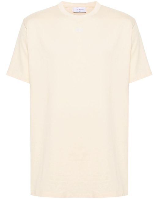Off-White c/o Virgil Abloh Natural Off- Cotton T-Shirt With Arrows Emblem for men