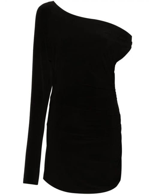 Norma Kamali Black Minidress With Ruffles On One Sleeve