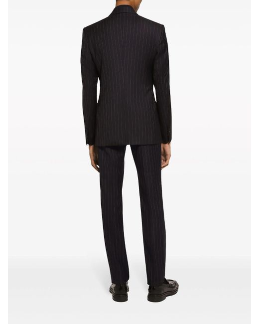 Dolce & Gabbana Black Striped Single-Breasted Blazer for men