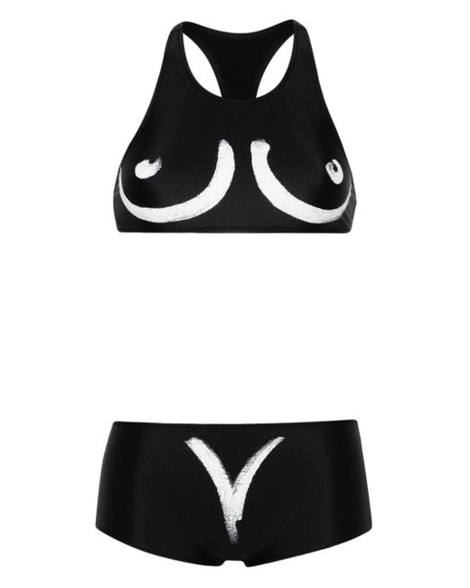 Moschino Black Bikini With Graphic Print On The Back
