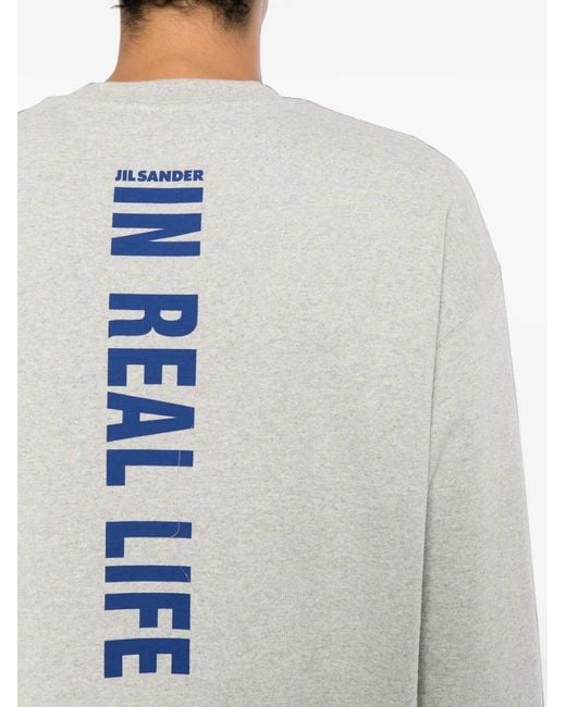 Jil Sander White Logo-Print Sweatshirt for men