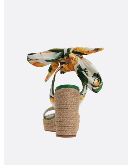 Dolce & Gabbana Metallic Stretch Silk Wedge Sandal