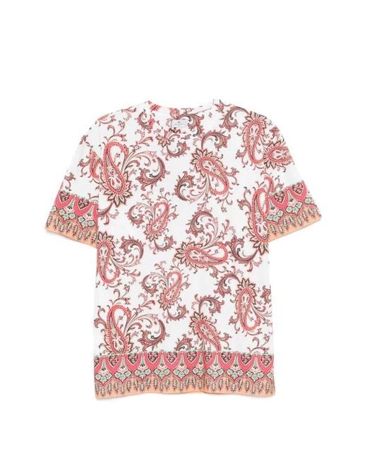 Etro Pink T-Shirt With Paisley Trim for men