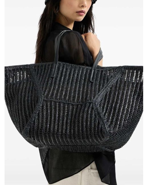 Brunello Cucinelli Black Rafia Tote Bag
