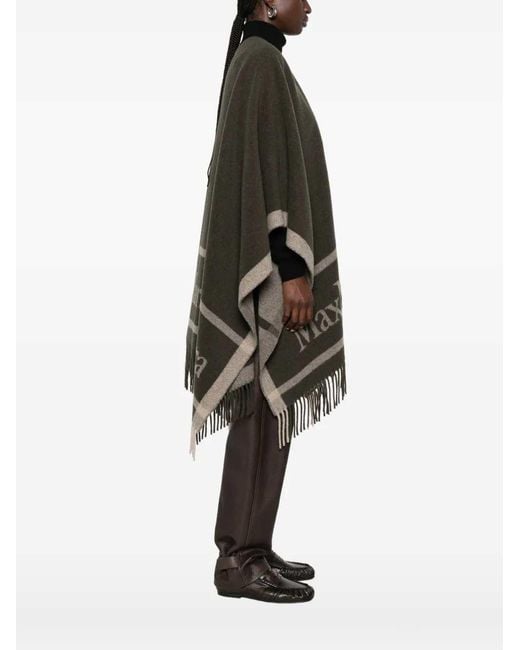 Max Mara Black Fringed Poncho