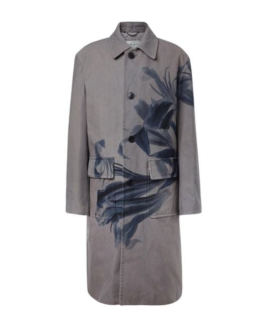 Dries Van Noten Gray Randale Floral Cotton Trench Coat for men