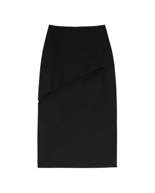 Jil Sander Black Wool Blend Midi Skirt