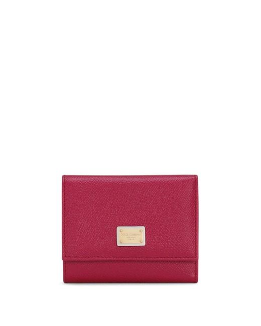 Dolce & Gabbana Red Compact Wallet With Logo Plaque