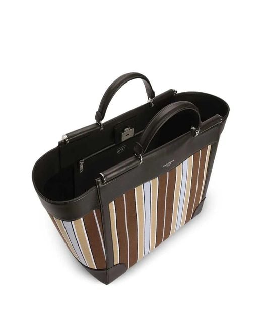 Dolce & Gabbana Brown Dolce & Gabbana Sicily Jacquard Tote Bag for men