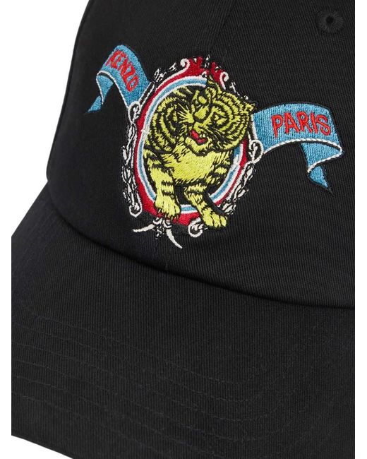 KENZO Blue Cotton Cap With Jumping Tiger' Embroidery for men