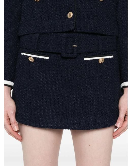 Self-Portrait Blue Bouclé Wool Skort