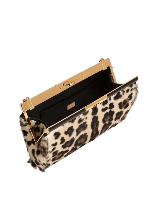 Dolce & Gabbana Black Marlene Leopard Print Goatskin Shoulder Bag