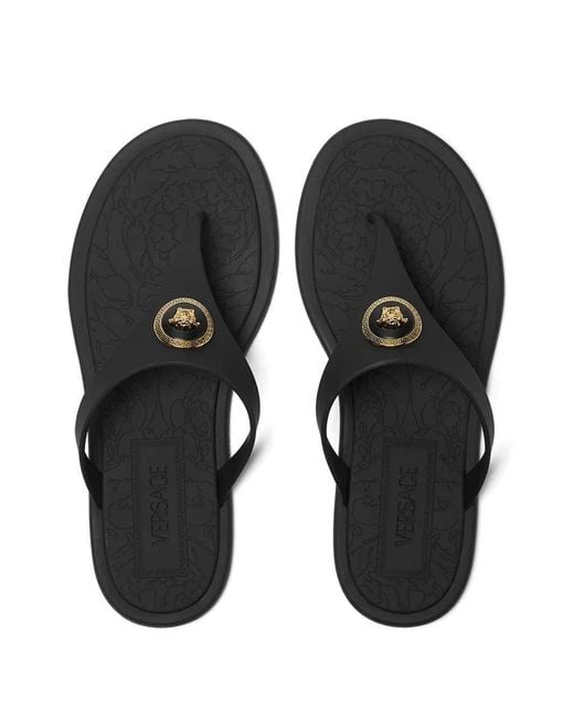 Versace Black Alia Flat Sandals