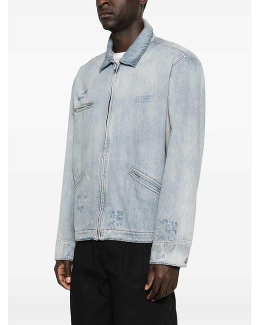 MM6 by Maison Margiela Blue Denim Jacket With Number Motif for men