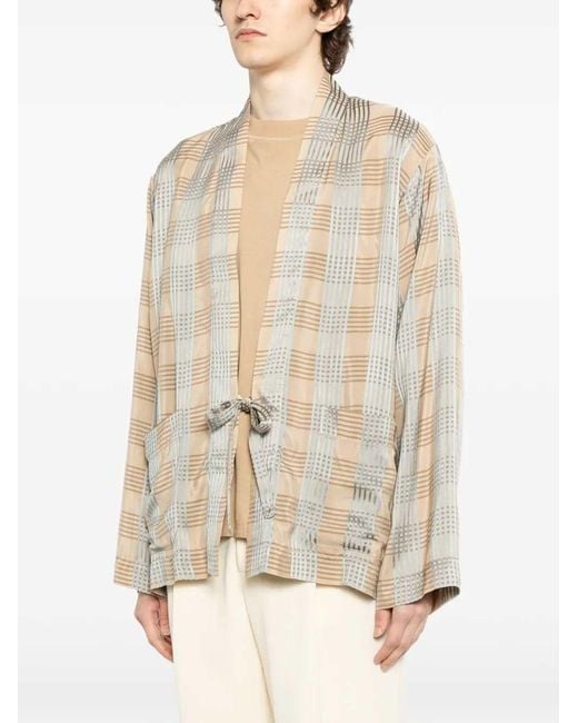 Uma Wang Natural Plaid Jacket for men