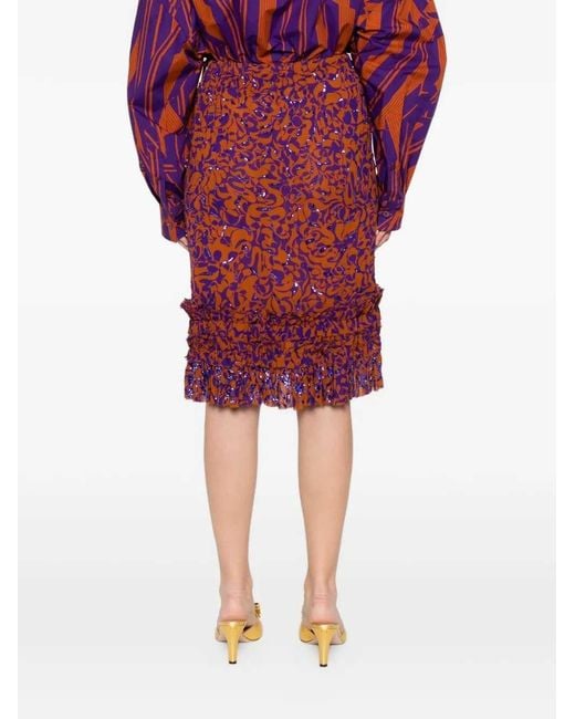 Dries Van Noten Red Skirt 00330-Scotts Emb 3006 W.W. Skirt