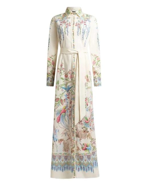 Etro White Floral Print Shirt Dress