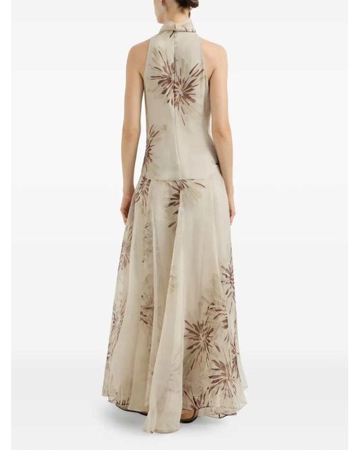 Brunello Cucinelli Natural Long Printed Dress