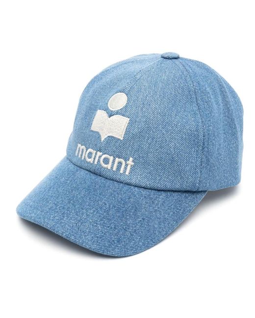 Isabel Marant Blue Denim Baseball Hat With Embroidery
