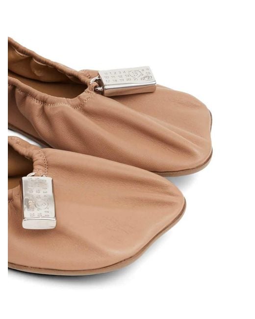 MM6 by Maison Margiela White Anatomic Ballet Flats With Numerical Graphic