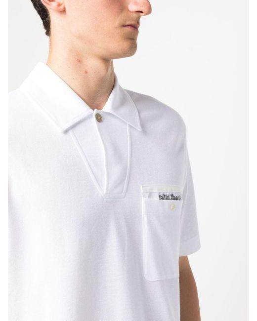 Palm Angels White Sartorial Tape Polo Shirt for men