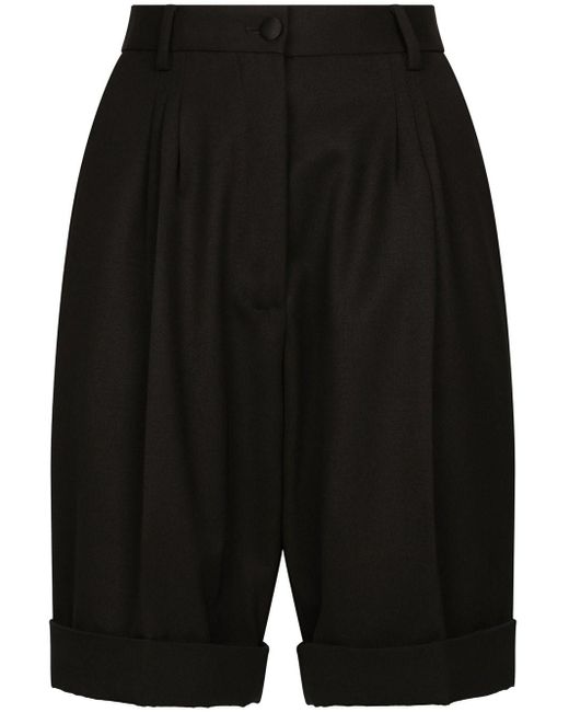 Dolce & Gabbana Black High-Waisted Tailored Shorts