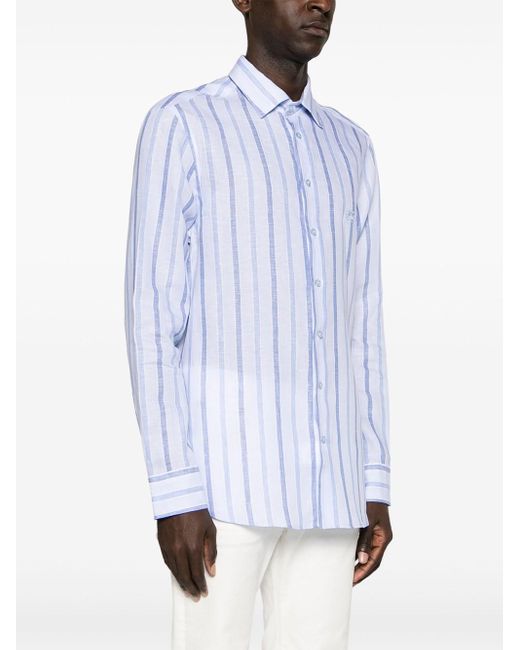 Etro Blue Striped Pegaso Shirt for men