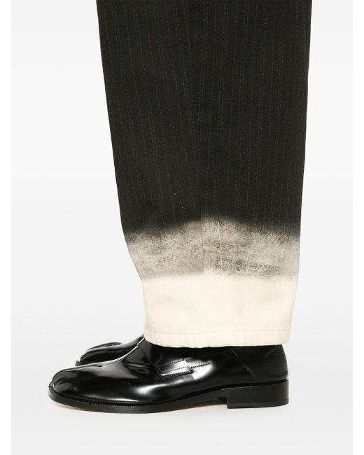 Maison Margiela Black Pinstriped Wide-Leg Trousers for men
