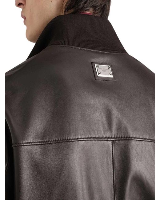 Dolce & Gabbana Black Dolce & Gabbana Lambskin Bomber Jacket for men