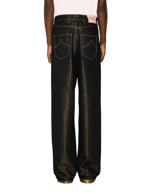KENZO Black Wide-Leg Jeans With Cuffs for men