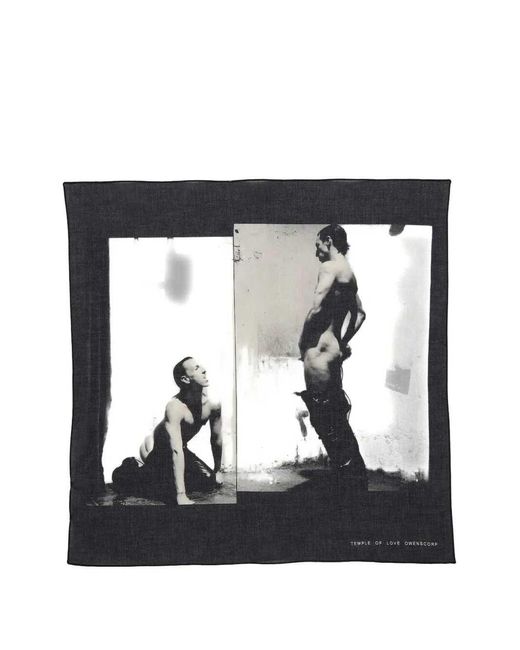 Rick Owens Black Drkshdw Scarf With Graphic Details for men