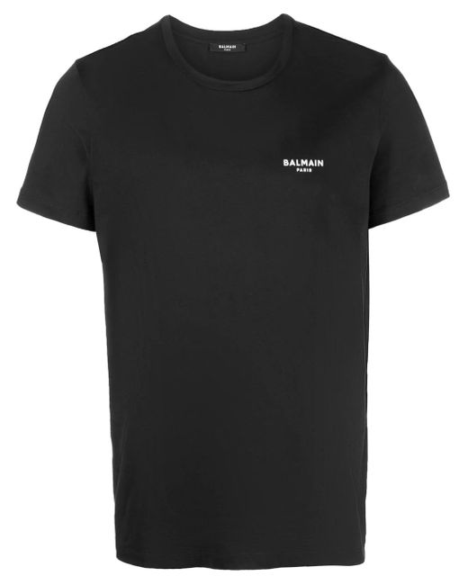 Balmain Black Logo-Print T-Shirt for men