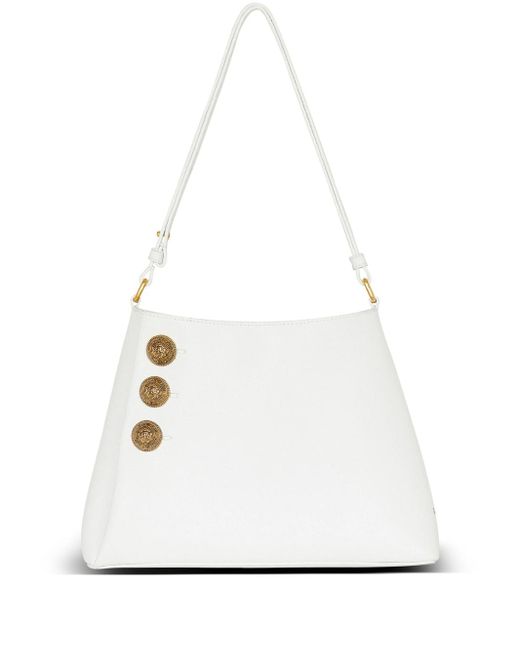 Balmain White Emblème Shoulder Bag