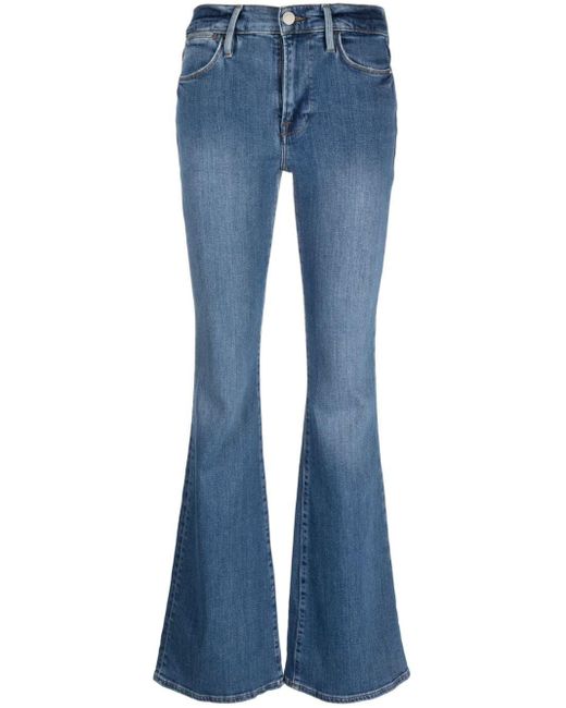 FRAME Blue High-Waisted Flared Jeans