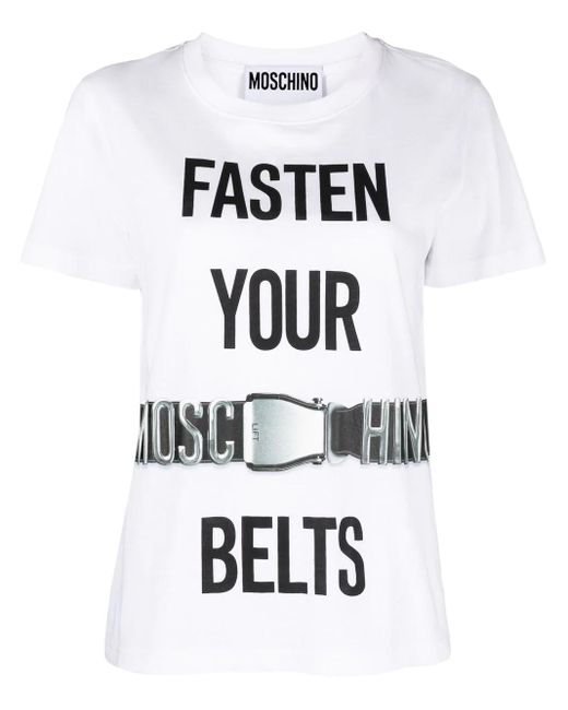 T-Shirt Con Stampa Grafica di Moschino in White