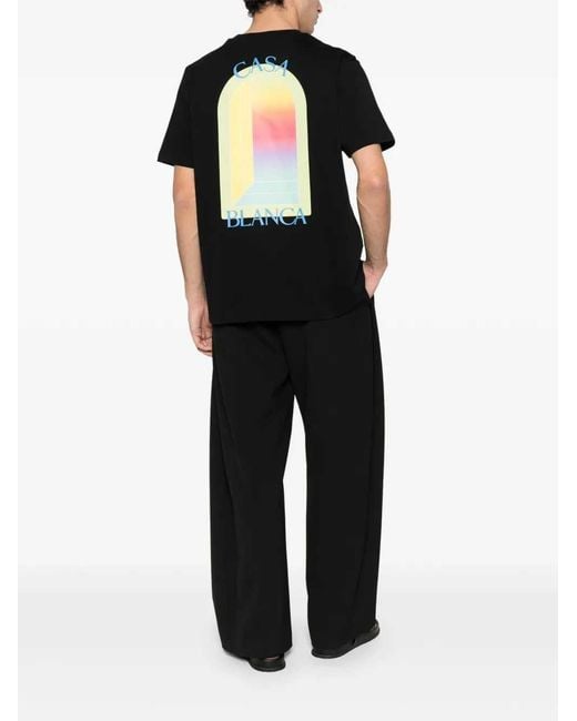 Casablanca Black 'Arche Print" Classic T-Shirt for men