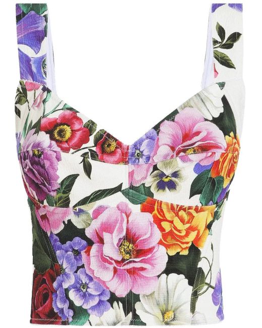 Dolce & Gabbana Gray Bustier With Print