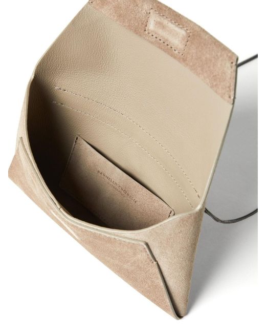 Brunello Cucinelli Gray Envelope Bag With Shiny Shoulder Belt