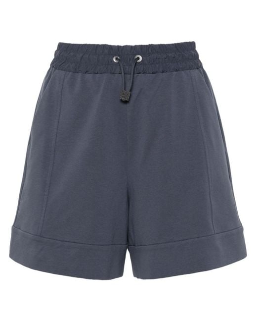 Brunello Cucinelli Blue Shorts With High Elastic Waist