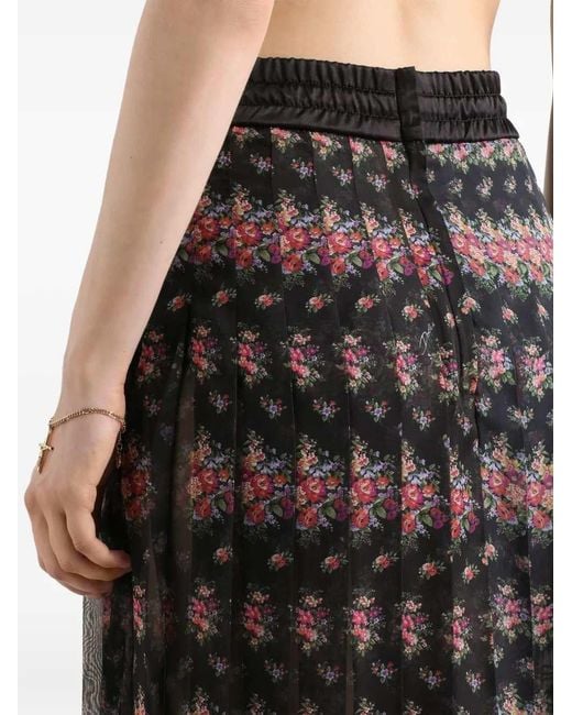 Dolce & Gabbana Black Floral Lace Midi Skirt