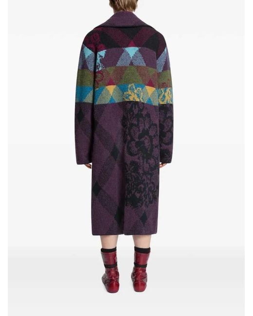 Dries Van Noten Blue Patchwork Wool Cardigan for men