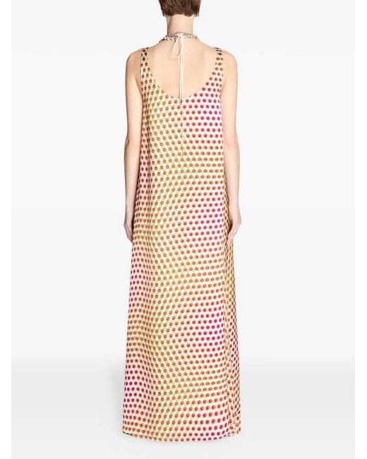 Dries Van Noten White Long Printed Dress